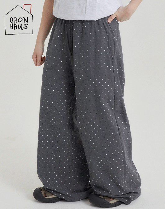 [4일간 new 5% sale] [BAONHAUS] 리리아 도트 와이드 밴딩 조거 팬츠 (2color)