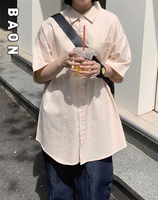 [BAON] 워비 박시 셔츠 (2color) - 반팔ver