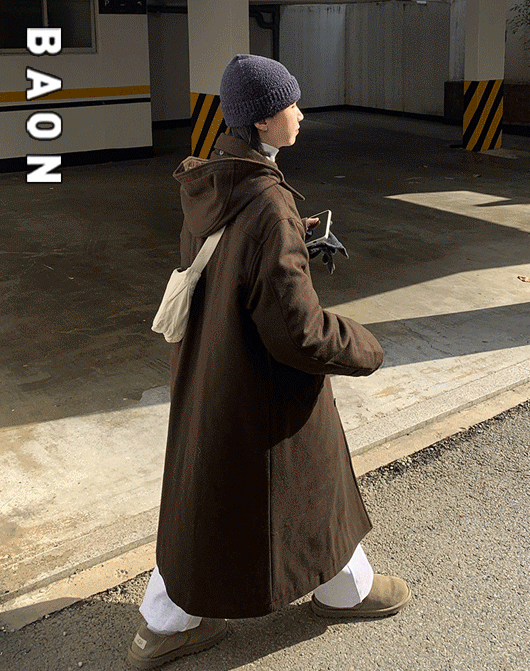 [BAON] 어노운 누빔 울 후드 코트 (2color)