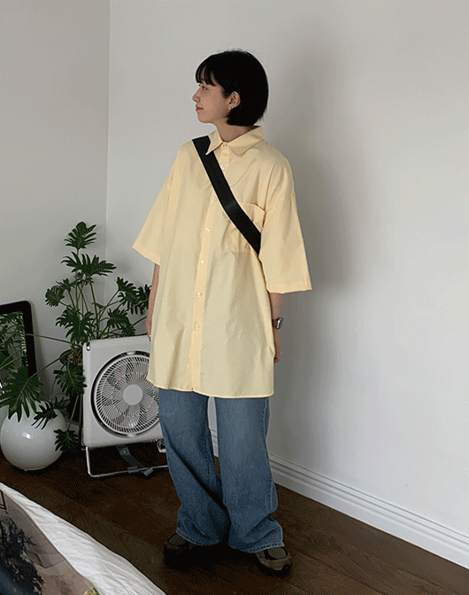 [unisex] 라쿠스 옥스퍼드 오버 셔츠 (4color) - 반팔 ver.