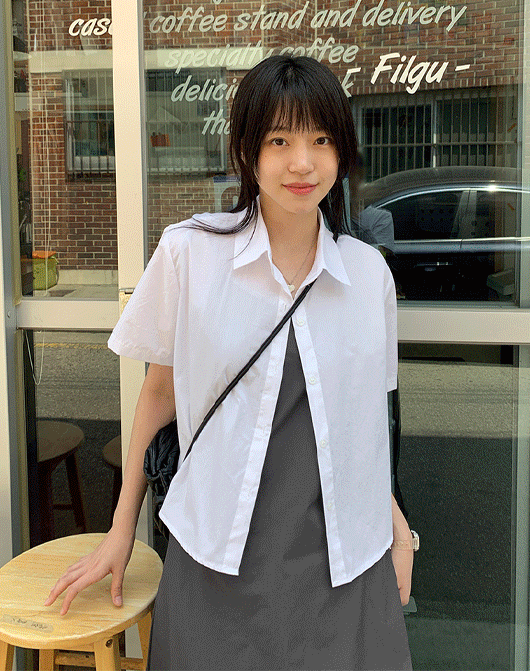 [2만장돌파]스치링 컬러 크롭 셔츠 (8color) - 반팔ver.