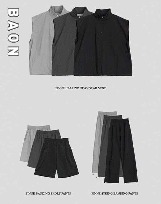 [기획특가][BAON] 핀느 반집업 아노락 조끼 세트 (3color)