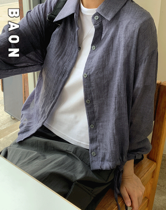 [BAON] 투펜드 썸머 스트랩 크롭 긴팔 셔츠 (2color)